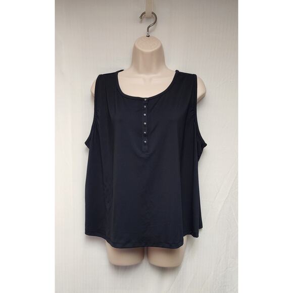 LIVI By Lane Bryant Crop Snap Up Black Wicking Tank Top Women’s Size 26/28 - Picture 3 of 7